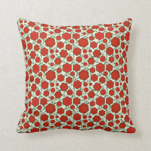 Cool oriental floral red flower ornament pattern cushion