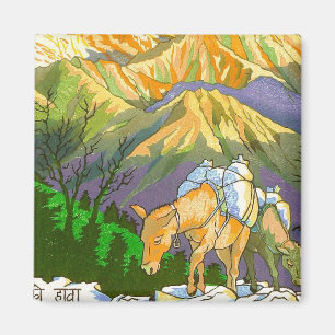 Cool oriental Gorapani Mountain Pass Nepal art Magnet
