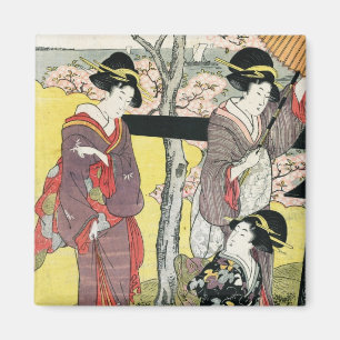 Cool oriental japanese classic geisha lady art magnet