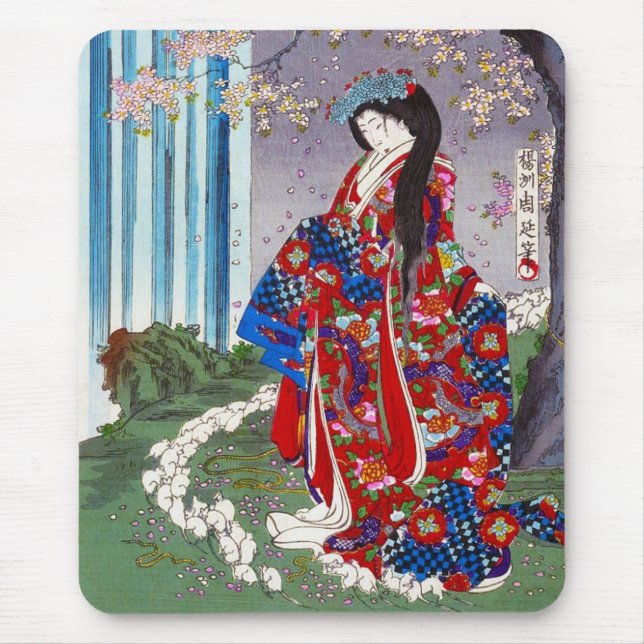 Cool oriental japanese classic geisha lady art mouse pad (Front)