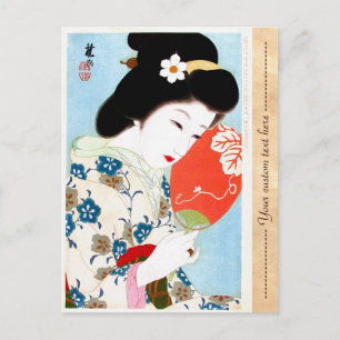 Cool oriental japanese classic geisha lady art postcard