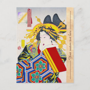Cool oriental japanese classic geisha lady art postcard
