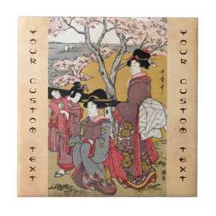 Cool oriental japanese classic geisha lady art tile