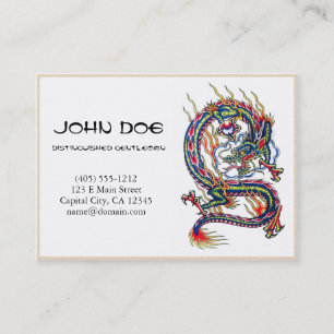 Cool oriental japanese dragon with orb tattoo business card