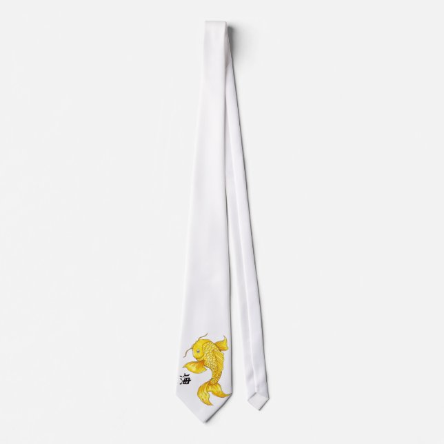 Cool Oriental Japanese Gold Koi Fish Carp tattoo Tie (Front)