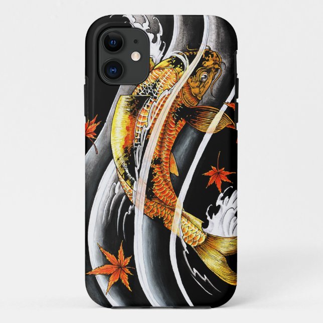 Cool oriental japanese Gold Lucky Koi Fish tattoo Case-Mate iPhone Case (Back)