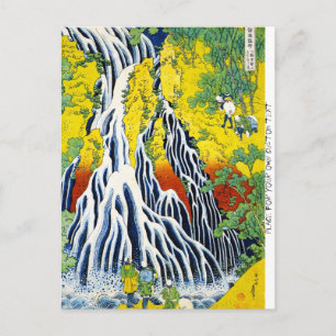 Cool oriental japanese hokusai Waterfall forest ar Postcard