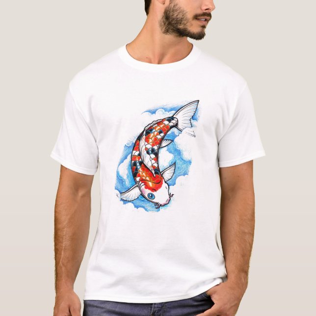 Cool Oriental Japanese Koi Carp Cloud tattoo T-Shirt (Front)
