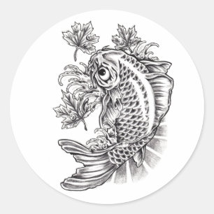 Cool Oriental Japanese Koi Fish Carp tattoo Classic Round Sticker