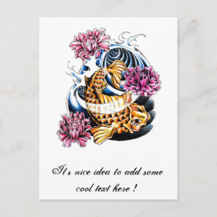 Cool Oriental Japanese Lucky Koi Carp tattoo Postcard