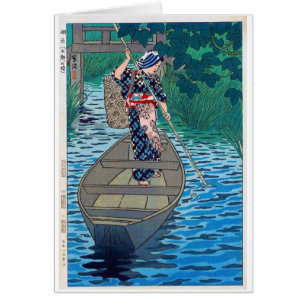 Cool oriental japanese river boat fishing woman