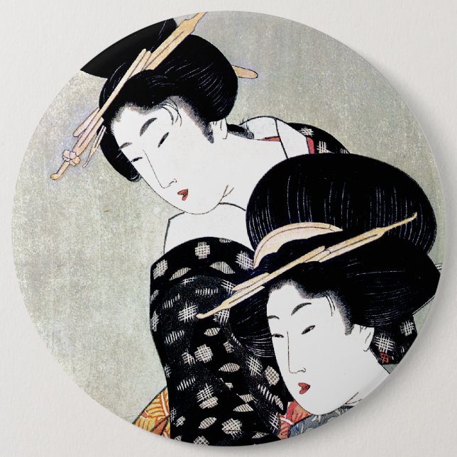 Cool Oriental Japanese Traditional Geisha art 6 Cm Round Badge (Front)