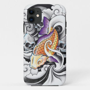 Cool Oriental Koi Carp Skull tattoo Case-Mate iPhone Case