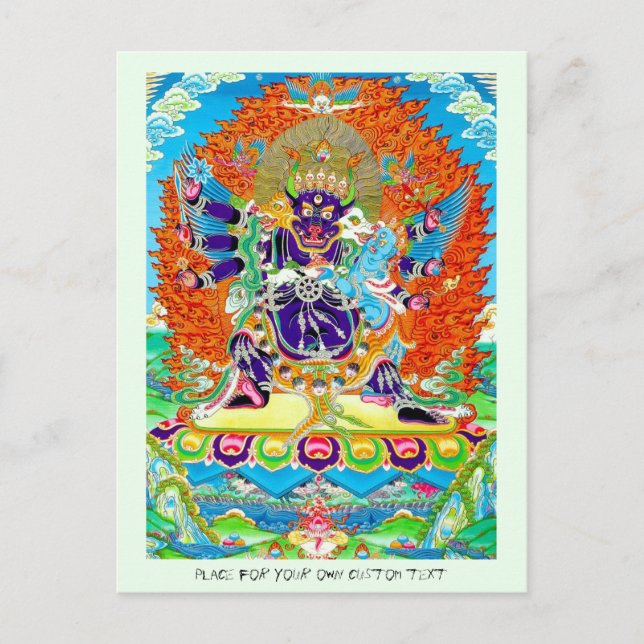 Cool oriental tangka Yamantaka death god tattoo Postcard (Front)