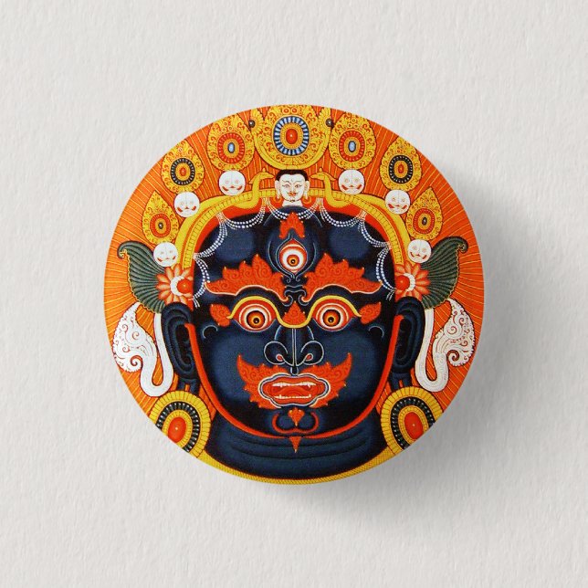Cool oriental tibetan thangka Bhairava tattoo art 3 Cm Round Badge (Front)