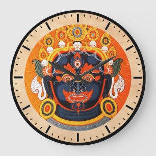 Cool oriental tibetan thangka god tattoo art large clock