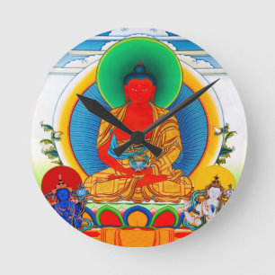 Cool oriental tibetan thangka god tattoo art round clock