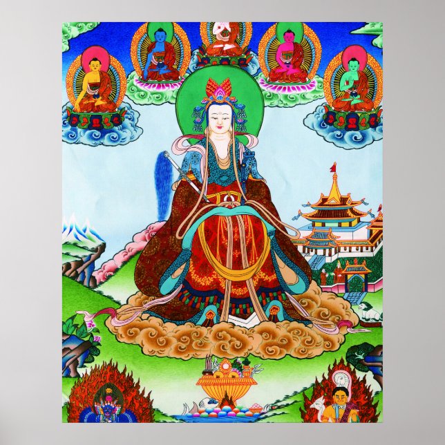 Cool oriental tibetan thangka Golden Mother art Poster (Front)