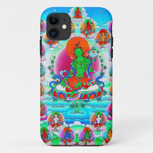 Cool oriental tibetan thangka Green Tara  tattoo Case-Mate iPhone Case (Back)