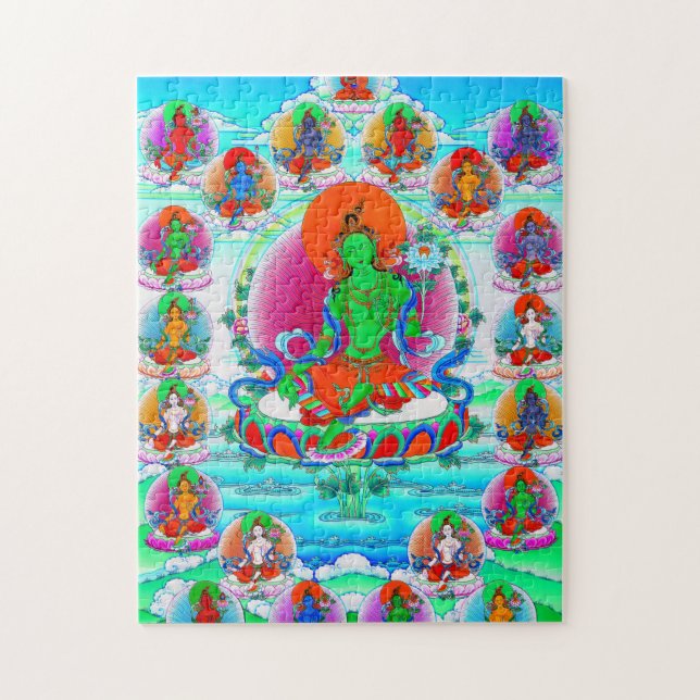 Cool oriental tibetan thangka Green Tara  tattoo Jigsaw Puzzle (Vertical)