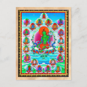 Cool oriental tibetan thangka Green Tara  tattoo Postcard