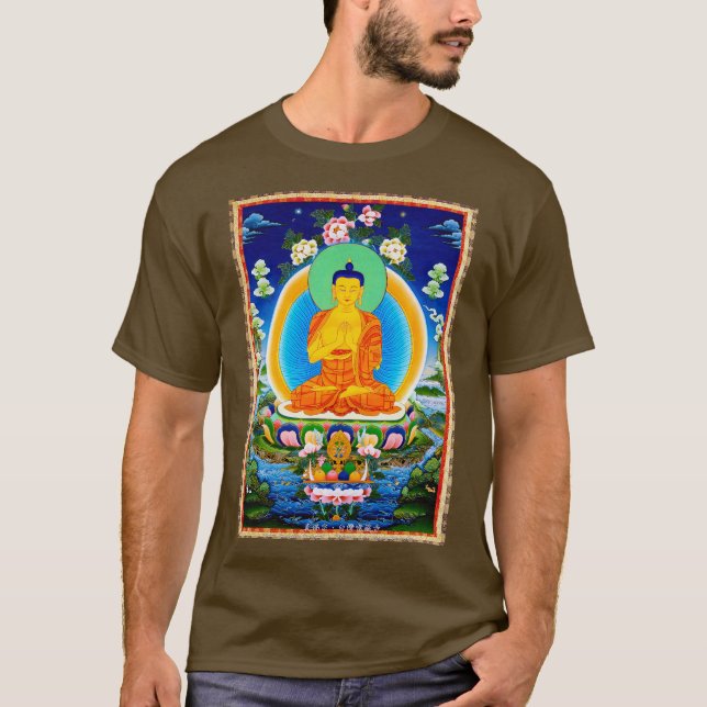 Cool oriental tibetan thangka Prabhutaratna Buddha T-Shirt (Front)