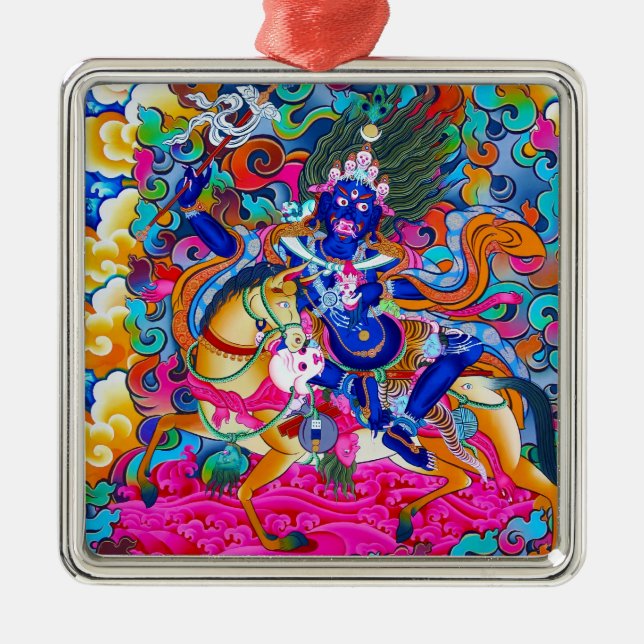 Cool oriental tibetan thangka tattoo Palden Lhamo Metal Tree Decoration (Front)
