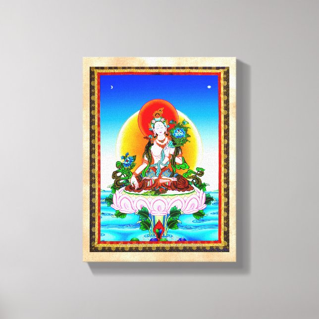 Cool oriental tibetan thangka White Tara tattoo Canvas Print (Front)