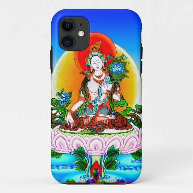 Cool oriental tibetan thangka White Tara tattoo Case-Mate iPhone Case (Back)