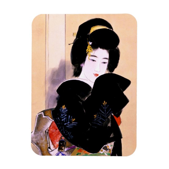 Cool oriental traditional japanese geisha lady art magnet (Vertical)