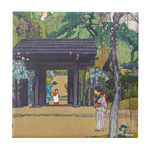 Cool orintal japanese Yoshida Temple Shrine Gate Tile (Front)