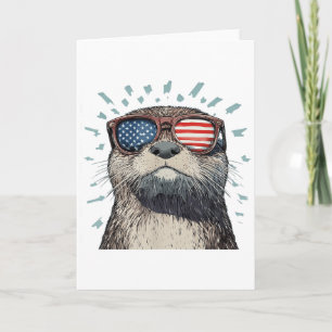 Cool Otter With Bold America Shades _1 Card