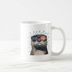 Cool Otter With Bold America Shades _1  Coffee Mug