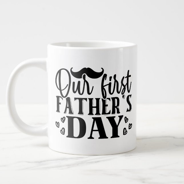 Cool our first Father's Day word art  Large Coffee Mug (Left)