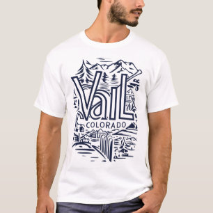 Cool Outdoor Skiing Vintage Souvenir Visit Vail Co T-Shirt
