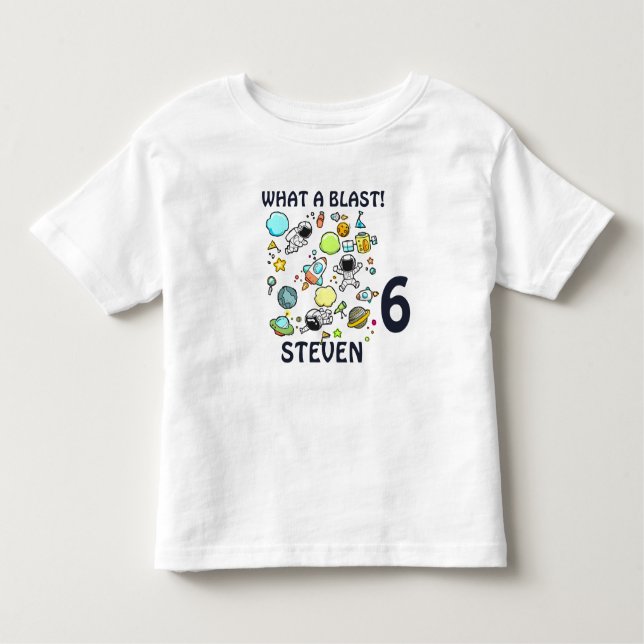Cool Outer Space Astronauts & Rockets Birthday Toddler T-Shirt (Front)
