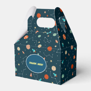 Cool Outer Space Rockets Planets Pattern Thank You Favour Box