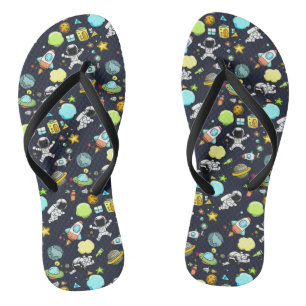 Cool Outer Space Theme - Astronauts & Rocket Ship Jandals