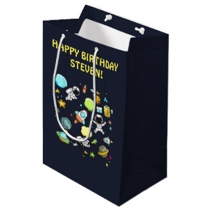 Cool Outer Space Theme - Astronauts & Rocket Ships Medium Gift Bag