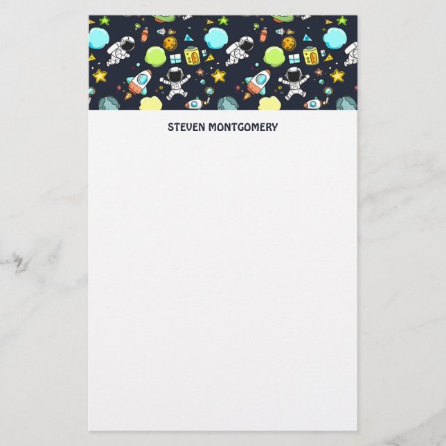 Cool Outer Space Theme - Astronauts & Rocket Ships Stationery (Front)