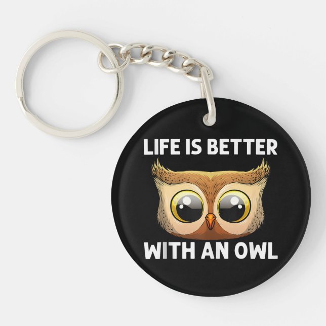 Cool Owl Art For Men Women Nocturnal Bird Animal  Key Ring (Front)