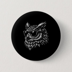 Cool owl bird with sunglasses vintage ink retro 6 cm round badge