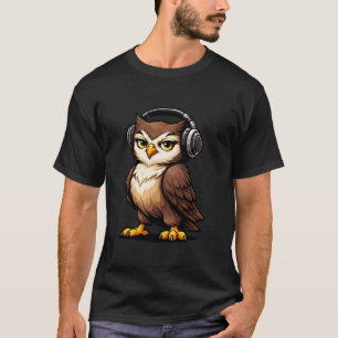Cool Owl DJ Mascot Graphic T-Shirt
