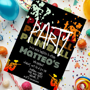 Cool Paintball Birthday Teen Party Invitation