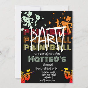 Cool Paintball Birthday Teen Party Invitation