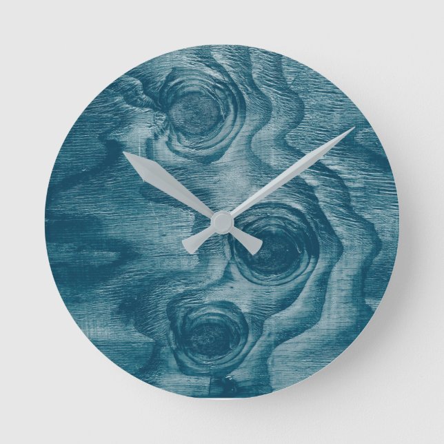 Cool Painted Wood Grain Knot Texture Round Clock (Front)