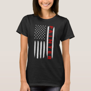Cool Painter For Men Women American Flag Painters  T-Shirt