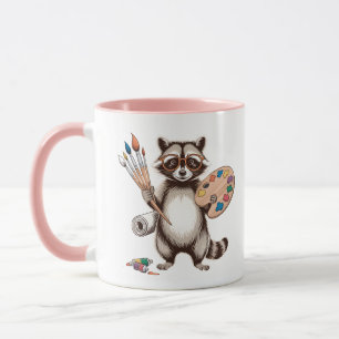 Cool Painter Racoon Illustration Mug