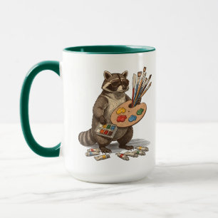 Cool Painter Racoon Illustration Mug