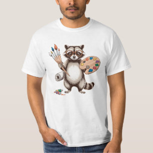Cool Painter Racoon Illustration T-Shirt